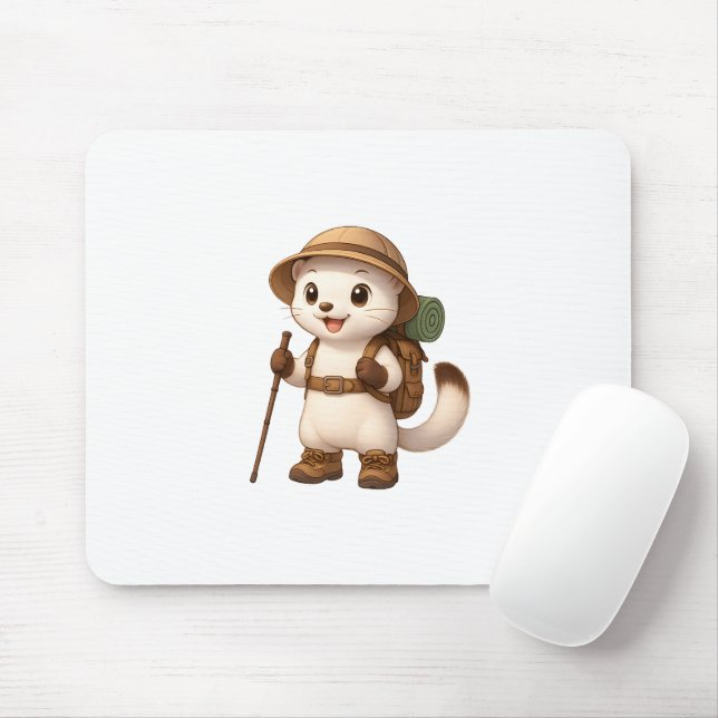 Okojo Adventure Mouse Pad – Kawaii Japanese Stoat Mousepad (Mit Mouse)