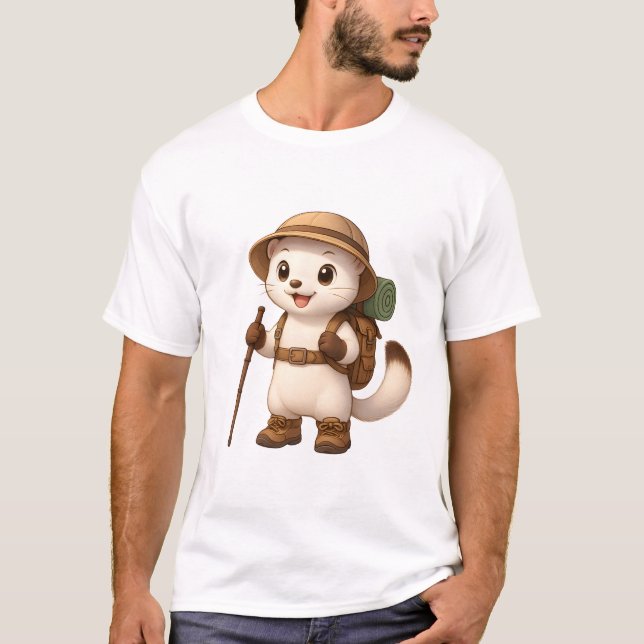 Okojo Adventure T-Shirt – Kawaii Japanese Stoat (Vorderseite)