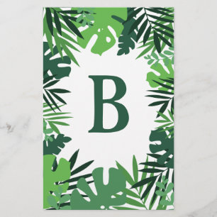 Ökologische Blätter aus Palmen, Monogramm aus trop Briefpapier