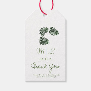 Ökologische Hochzeit Hand Wasserfarbe Palme Grünze Geschenkanhänger
