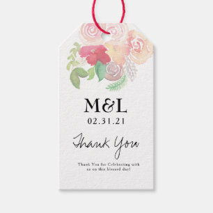 Ökologische Hochzeitshandrose Wasserfarbe Floralie Geschenkanhänger