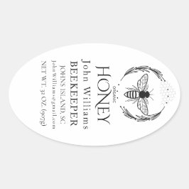 Ökologische Honigbienenkönigin Ovaler Aufkleber