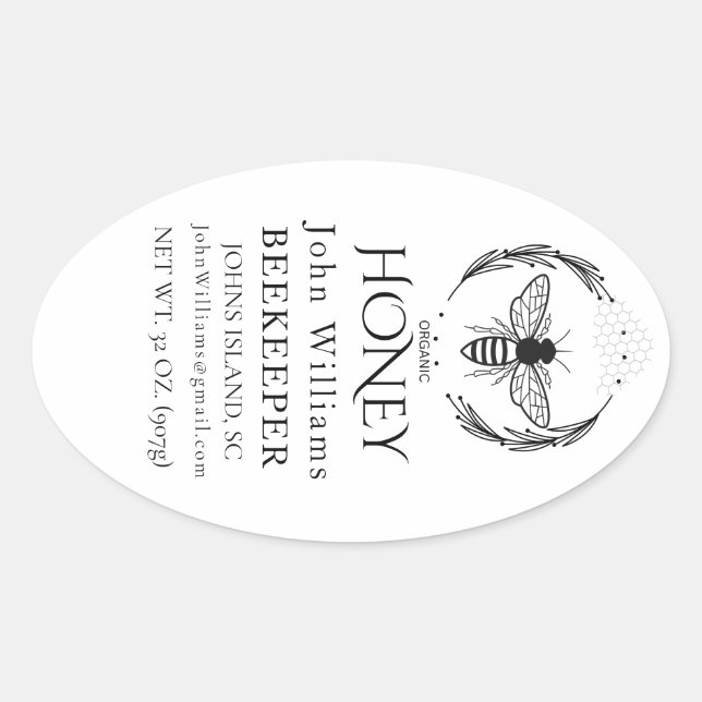 Ökologische Honigbienenkönigin  Ovaler Aufkleber (Vorderseite)