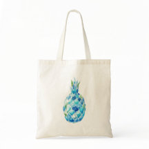 Ökologische Tasche mit blauer Watercolor-Ananas