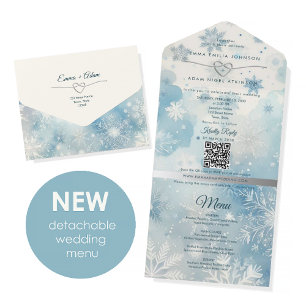 Ökologische Winter Wonderland Hochzeit All In One Einladung