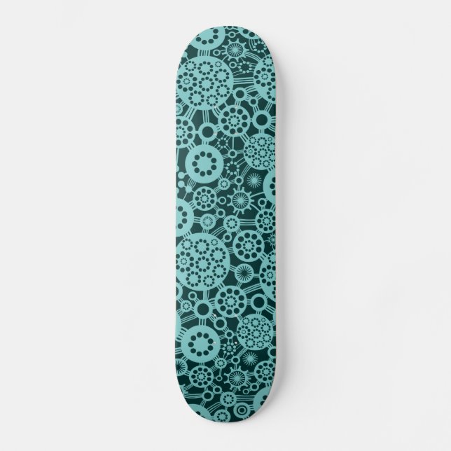 Ökosystem - Blaues Grün auf dunkelgrüner Ebene Skateboard (Vorderseite)