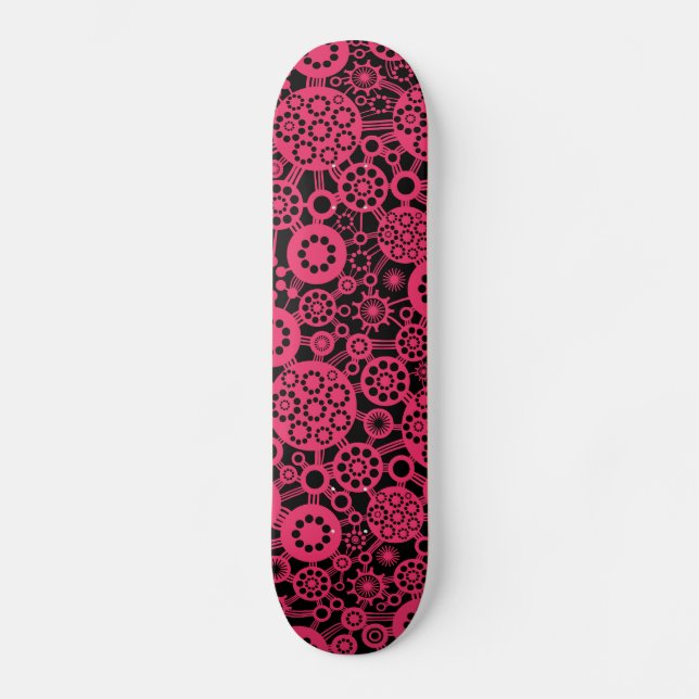 Ökosystem - Neon Red auf Black Skateboard (Vorderseite)