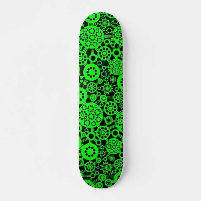 Ökosystem (Retro) - Grün auf Schwarz Skateboard (Vorne)