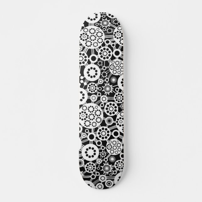Ökosystem (Retro) - Weiß auf Schwarz Skateboard (Vorne)
