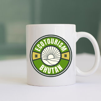 Ökotourismus in Bhutan Himalaya Logos für Langsamr Kaffeetasse