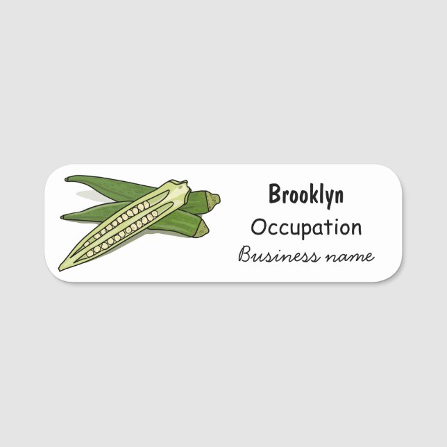 Okra-Cartoon-Abbildung Namensschild (Vorderseite)