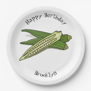 Okra-Cartoon-Abbildung Pappteller