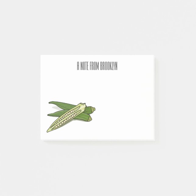 Okra-Cartoon-Abbildung Post-it Klebezettel (Vorderseite)