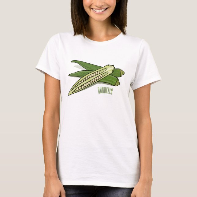 Okra-Cartoon-Abbildung T-Shirt (Vorderseite)