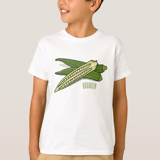 Okra-Cartoon-Abbildung T-Shirt (Vorderseite)