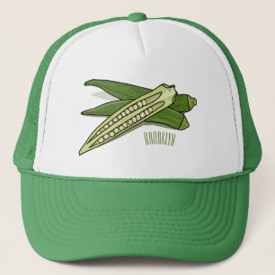 Okra-Cartoon-Abbildung Truckerkappe