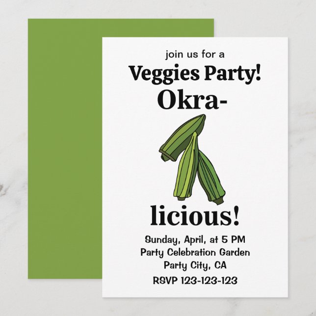 Okra Gemüse Veggies Einladung (Vorne/Hinten)