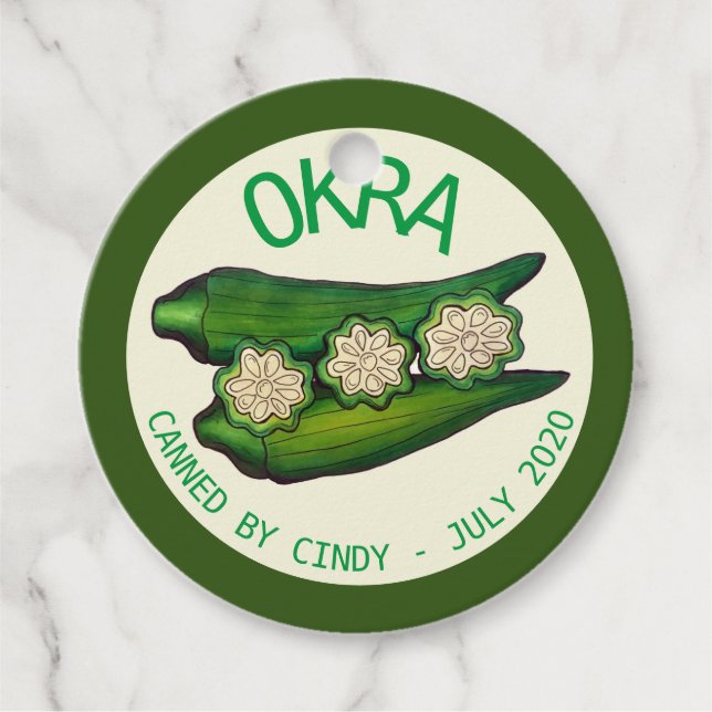 Okra Pods Veggie Gemüse Gumbo Dosen von Geschenkanhänger (Vorderseite)