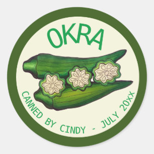Okra Pods Veggie Gemüse Gumbo Dosen von Runder Aufkleber