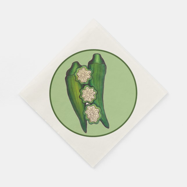 Okra Pods Veggie Gemüse Gumbo Südliche Lebensmitte Serviette (Ecke)