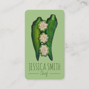 Okra Pods Veggie Gemüse Gumbo Südliche Lebensmitte Visitenkarte