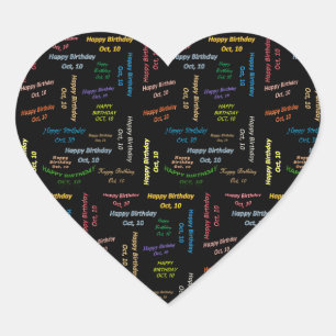 Oktober, 10 Geburtstags-Aufkleber Herz-Aufkleber