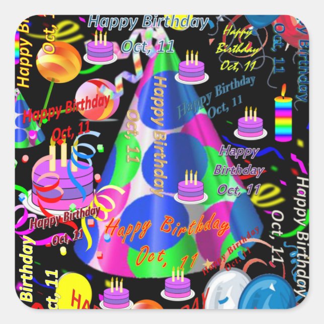 Oktober, 11 Kindergeburtstag Stickers (Vorderseite)