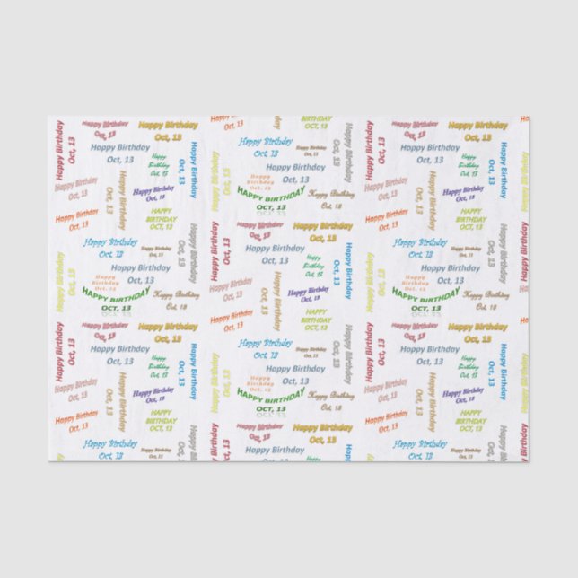 Oktober, 13. Geburtstags-Gewebepapier Seidenpapier (Vorderseite)