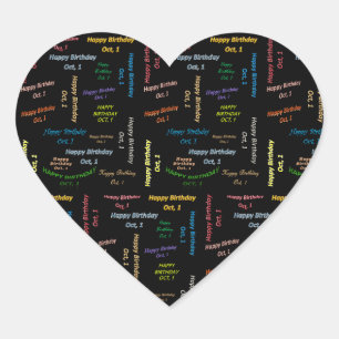 Oktober, 1 Geburtstagsticker Herz-Aufkleber