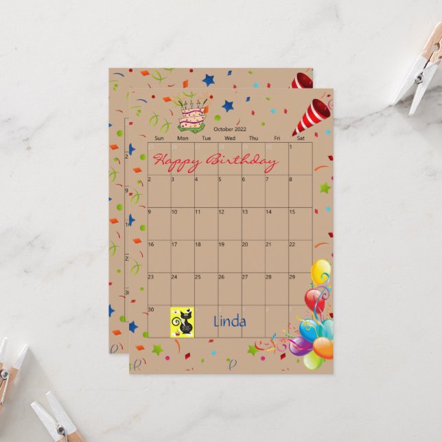 Oktober 2022 Terminkalender Glückwunsch Einladung  (Vorderseite/Rückseite Beispiel)