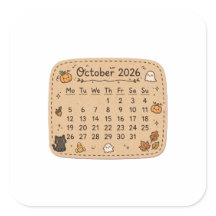 Oktober 2026 Kalender Aufkleber | Halloween