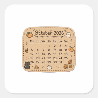 Oktober 2026 Kalender Aufkleber | Halloween
