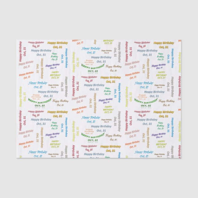 Oktober, 31. Geburtstags-Gewebepapier Seidenpapier (Vorderseite)