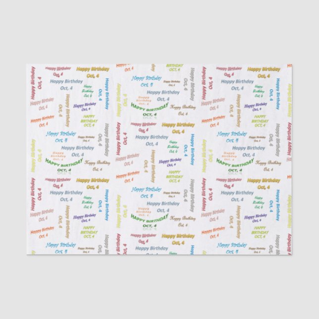 Oktober, 4. Geburtstag, Tissue Paper Seidenpapier (Vorderseite)