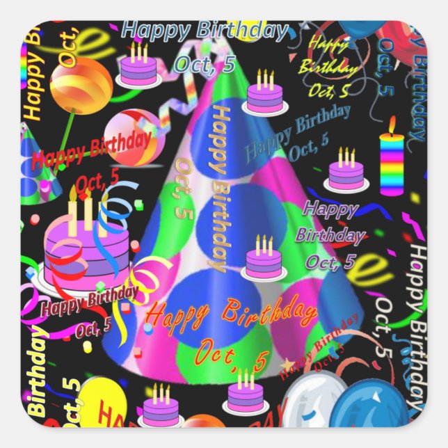 Oktober, 5 Kindergeburtstag Stickers (Vorderseite)