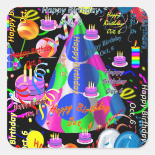 Oktober, 6 Kindergeburtstag Stickers