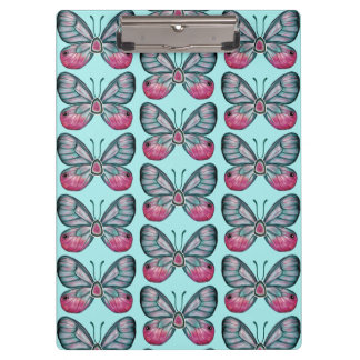 Oktober Aquamarin Glasswing Butterfly Design Klemmbrett