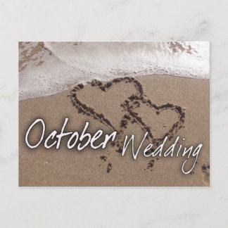 Oktober Beach Hochzeit in Urlaubsort Card Postkarte