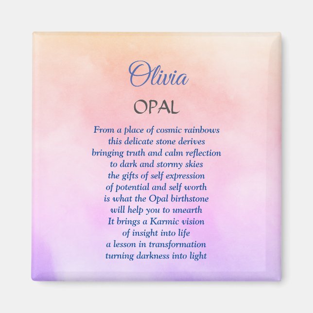 Oktober Birthstone Opal Design Magnet (Vorne)