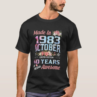 Oktober Blume 1983 40 Jahre alt T-Shirt