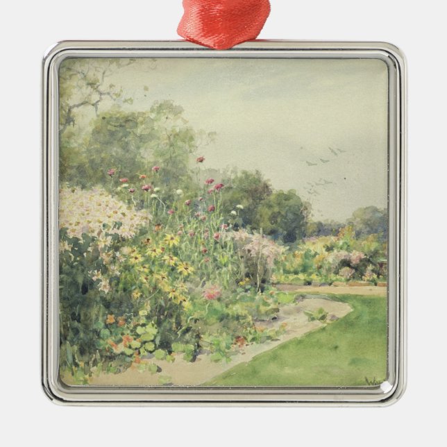 Oktober-Blumen Silbernes Ornament (Vorne)