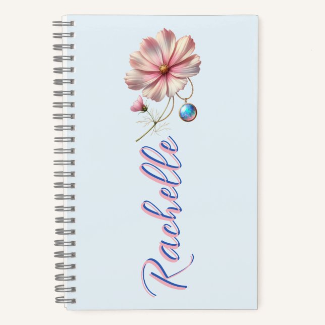 Oktober-Blüte & Edelstein-Muse – Personalisierte G Notizbuch (Vorderseite)