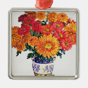 Oktober-Chrysanthemen Silbernes Ornament