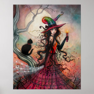 Oktober Flammenhexe und Katzenkunst von Molly Harr Poster