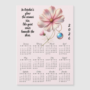 Oktober-Geburtsblumenkalender und Stein Magnetkarte