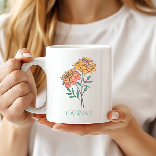 Oktober Geburtsmonat Blume Orange Marigold Kaffeetasse
