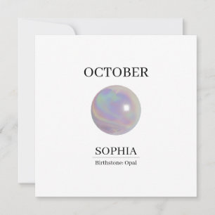 Oktober-Geburtsstein-Geburtstagsname Opal Karte