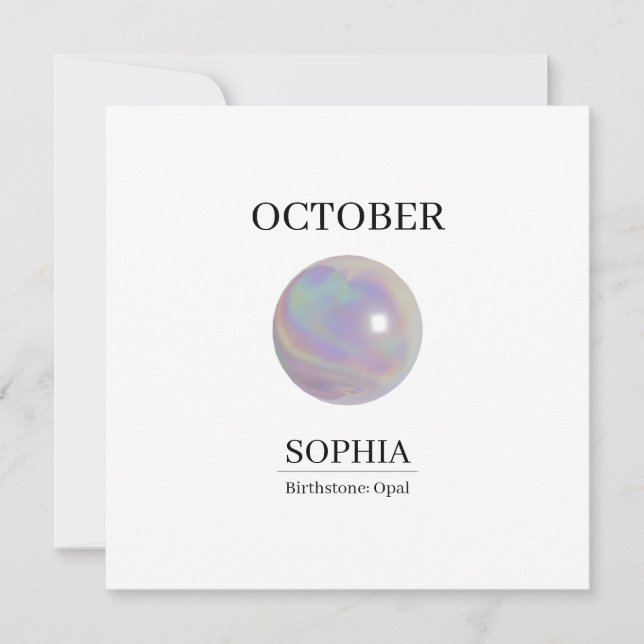 Oktober-Geburtsstein-Geburtstagsname Opal Karte (Vorderseite)