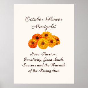 Oktober Geburtstag Blume Marigold Elegante Poster