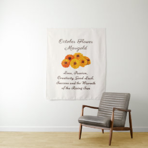 Oktober Geburtstag Blume Marigold Elegante Wandteppich